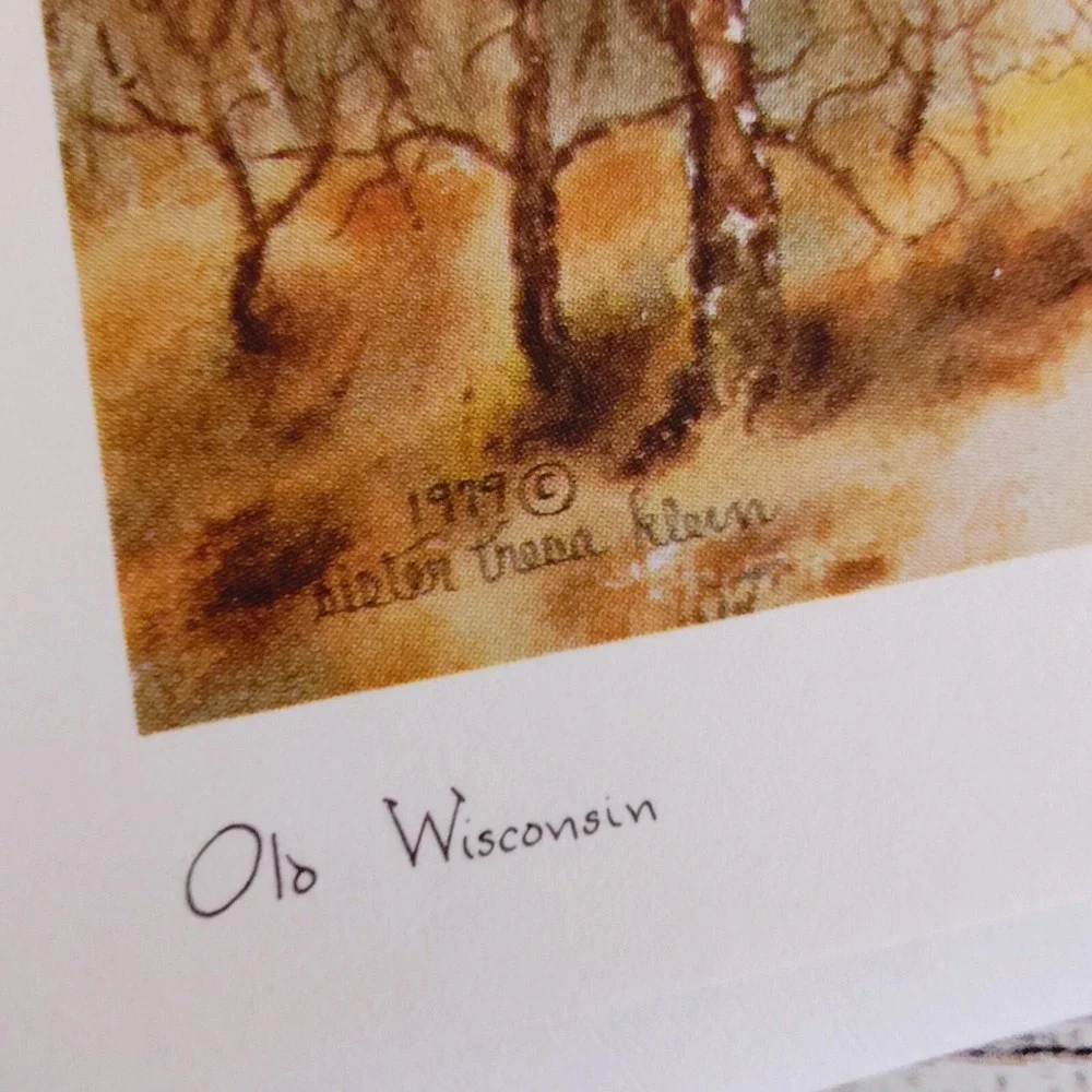 Vtg‎ 1979 Rustic Old Wisconsin Countryside Watercolor Print Blank Greeting Card